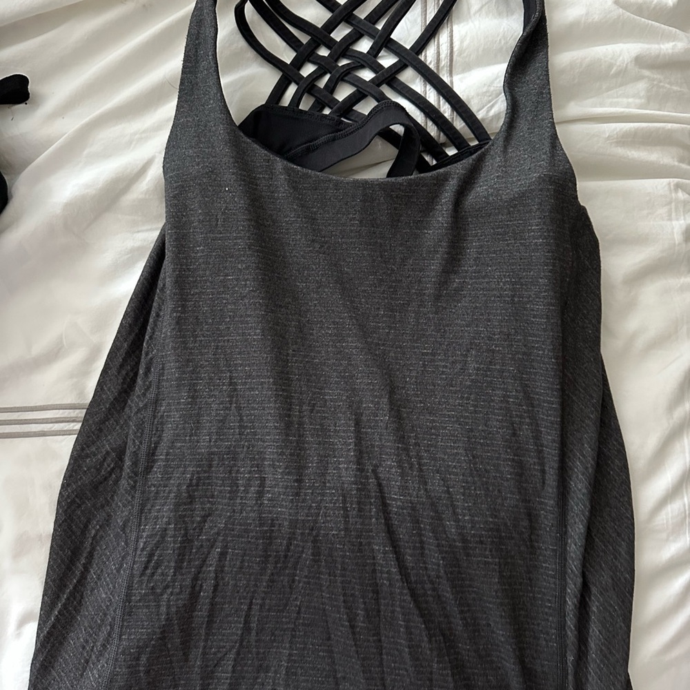 Lululemon Athletica Gray Backless Sleeveless Tank Top